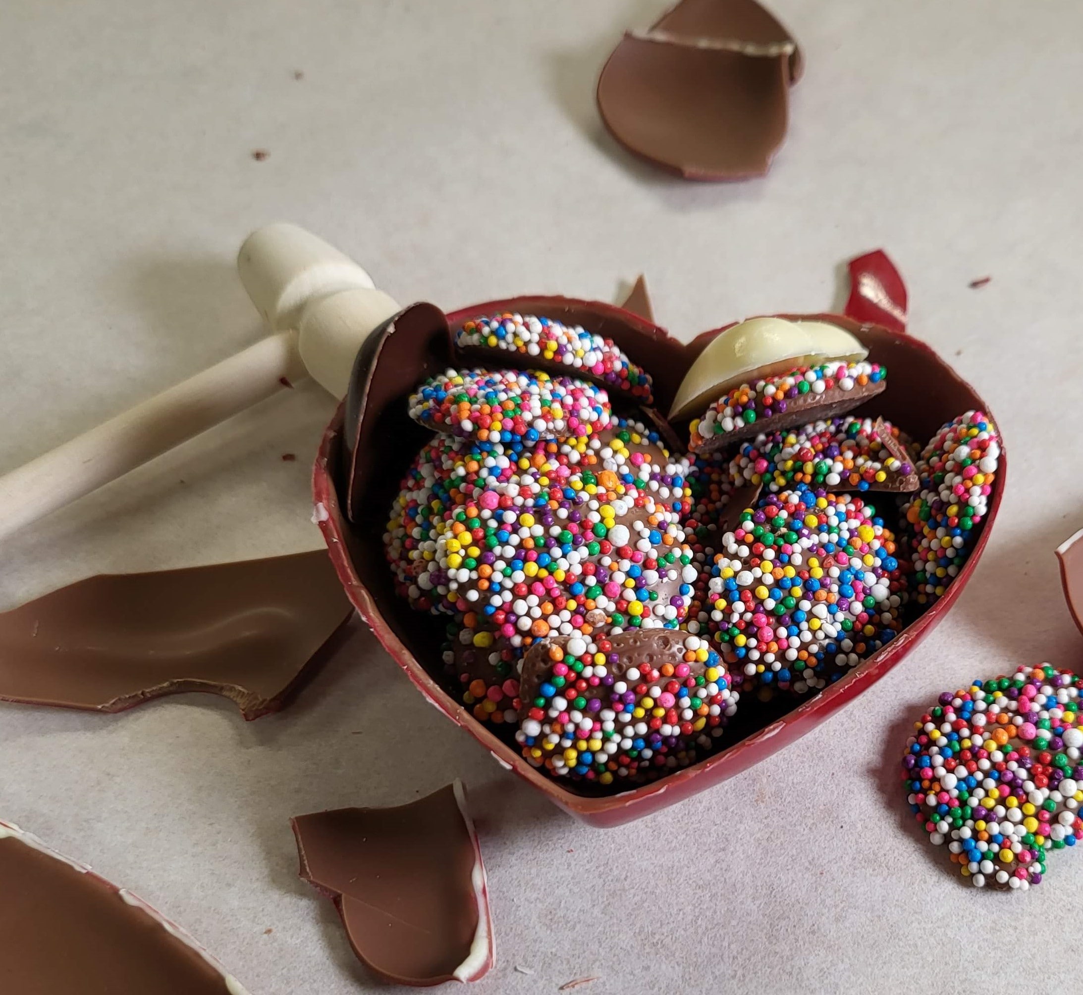 Smash Hearts with mallet!